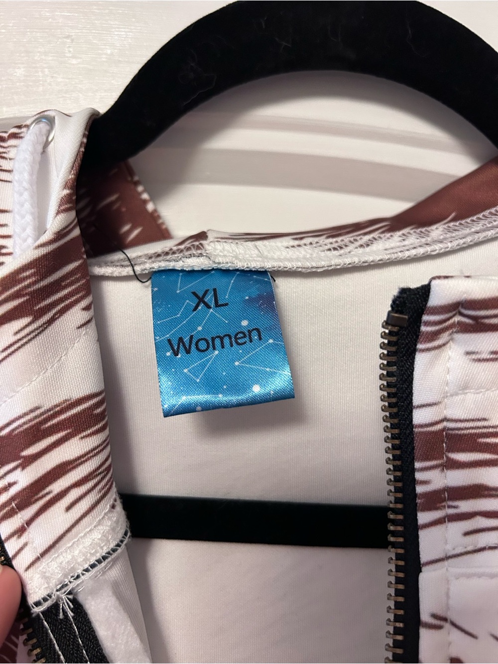 White & Brown Dog Print Zip Hoodie Jacket - Picture 4 of 4